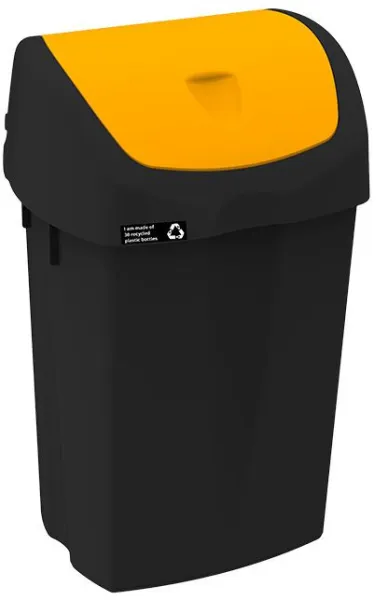 NRW cubo de basura con tapa basculante amarilla, sostenible, 25 L