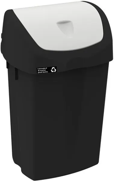Papelera NRW con tapa basculante blanca, sostenible, 25 L