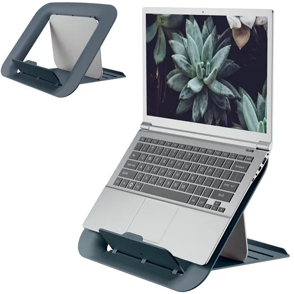 Soporte ajustable para ordenador portátil Leitz Ergo Cosy, 80 % de plástico reciclado, gris terciopelo