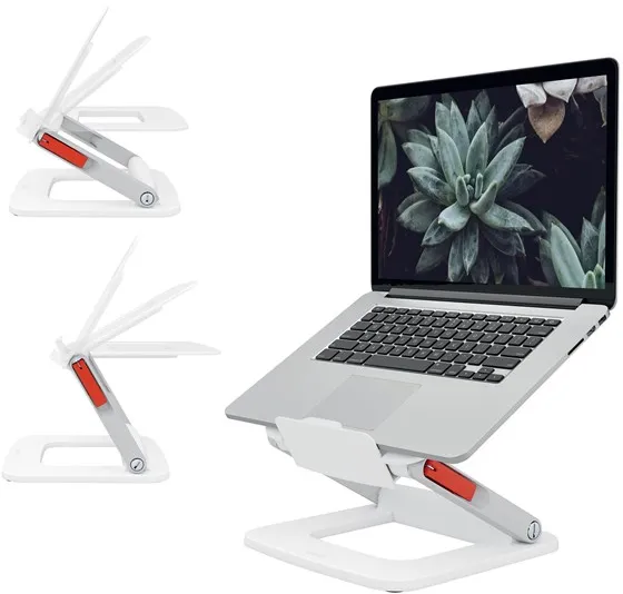 Soporte para portátil multifuncional ajustable Leitz Ergo, 63 % de plástico reciclado, blanco