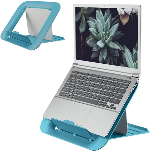 Soporte ajustable para portátil Leitz Ergo Cosy, 80 % plástico reciclado Azul tranquilo