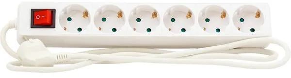 Regleta con interruptor 6 enchufes con toma de tierra 1,5m 3G1