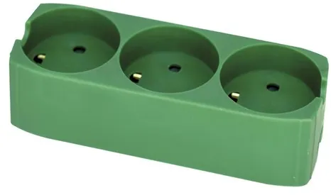Regleta Gripo con 3 enchufes y toma de tierra, verde