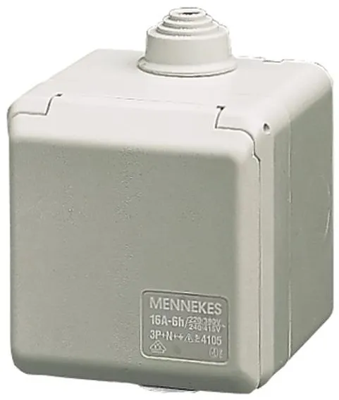 Toma de pared Mennekes CEE para uso exterior de 3 polos 16A 230V IP44 6H 4102